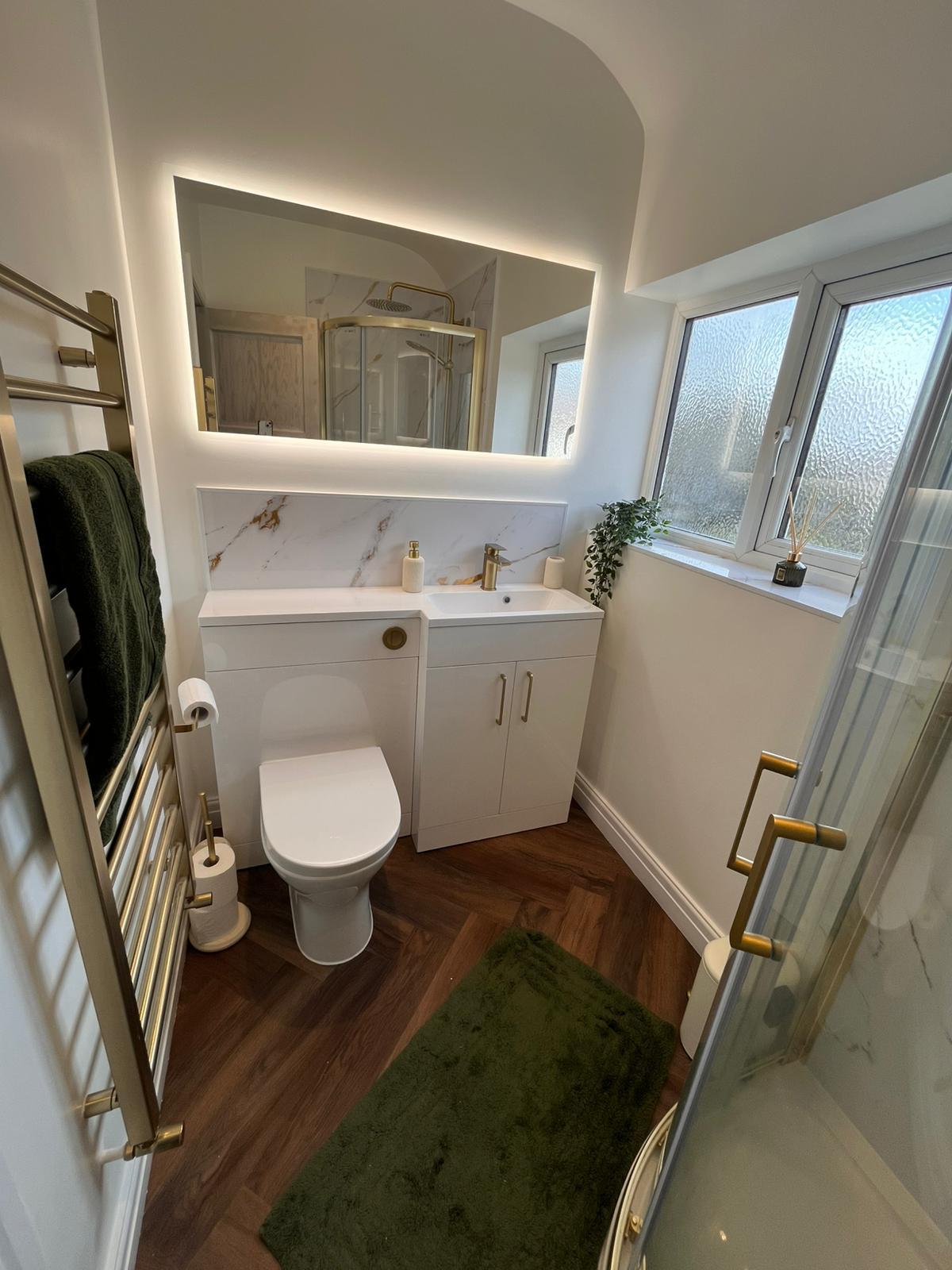 Shower room with illuminated mirror thumbnail
